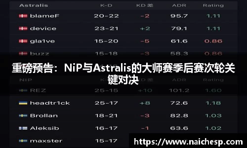 重磅预告：NiP与Astralis的大师赛季后赛次轮关键对决